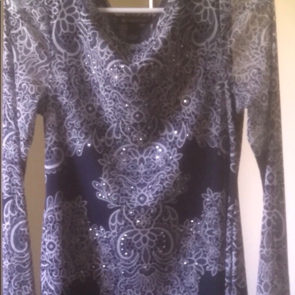 INC dark blue and white long sleeve. 100% nylon